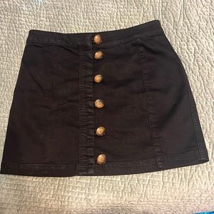 Free People Black Button Skirt